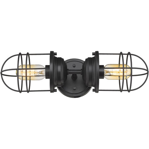 Seaport 2 Light 5 inch Matte Black Wall Sconce Wall Light, Damp