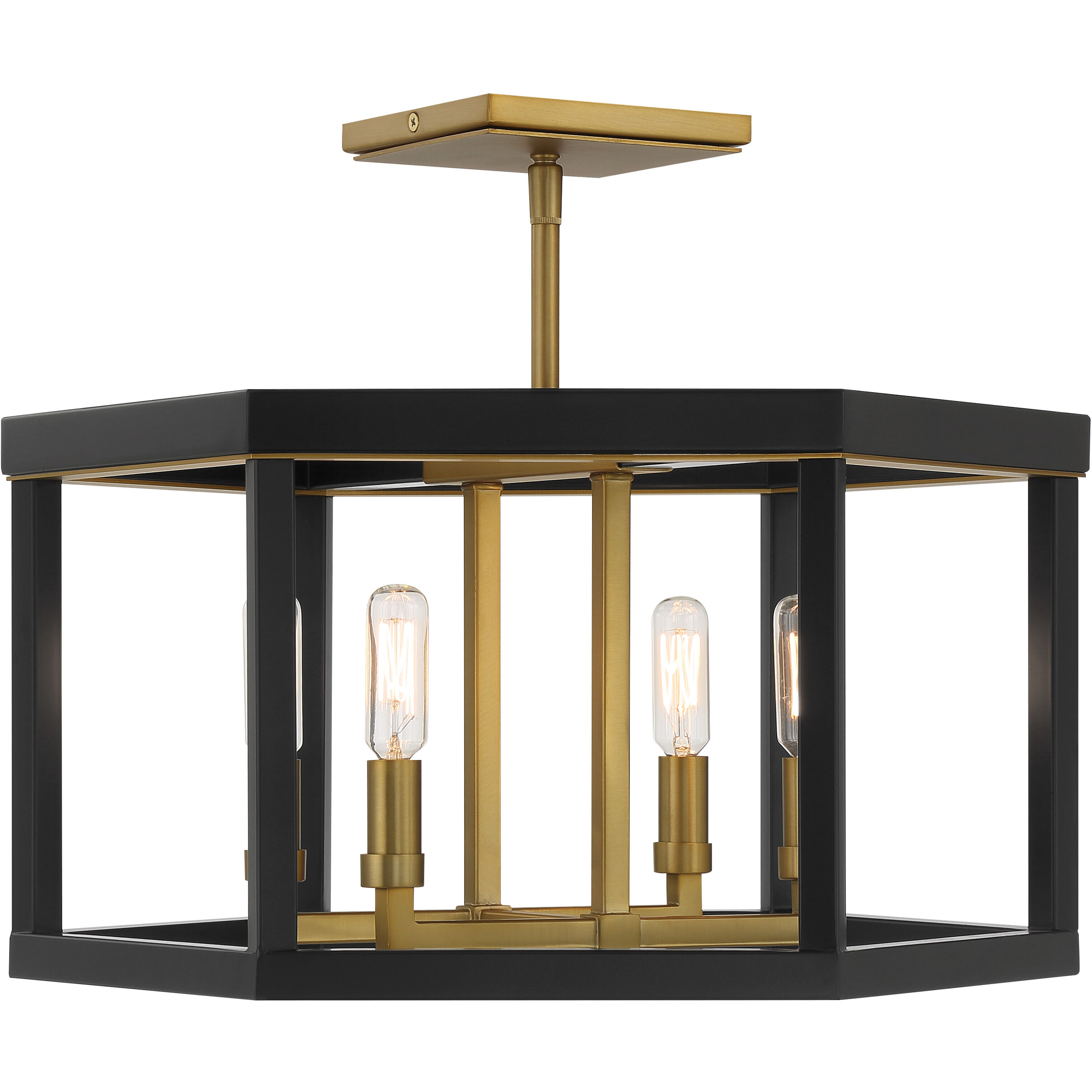 Union Estates 4 Light 18 inch Coal And Soft Brass Semi Flush Ceiling Light