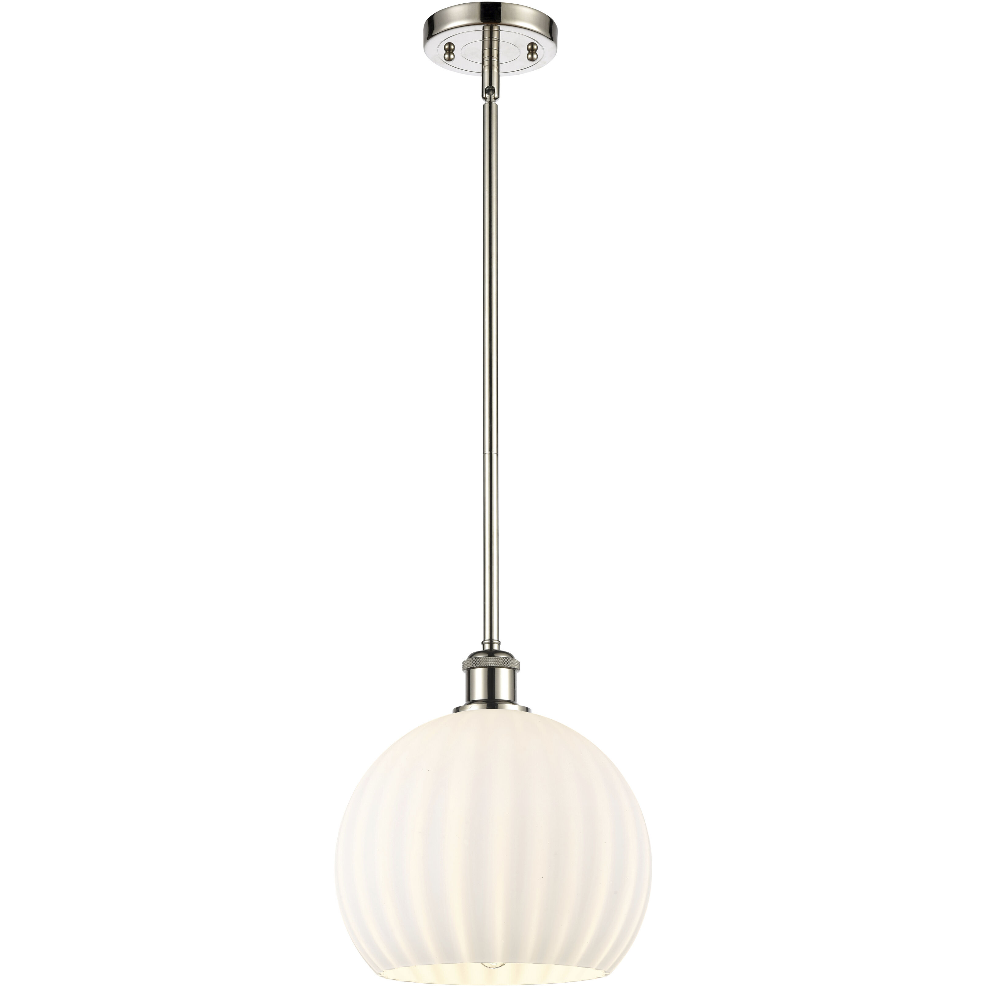 Ballston White Venetian 1 Light 10 inch Polished Nickel Stem Hung Mini Pendant Ceiling Light