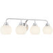 Contemporary 4 Light 32 inch Chrome Bathroom Vanity Light Wall Light