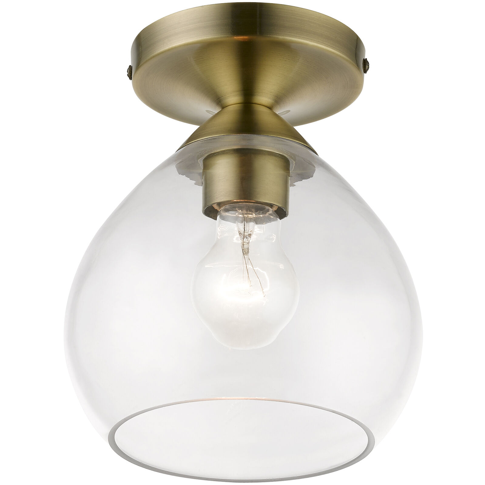 Catania 1 Light 7 inch Antique Brass Semi-Flush Ceiling Light