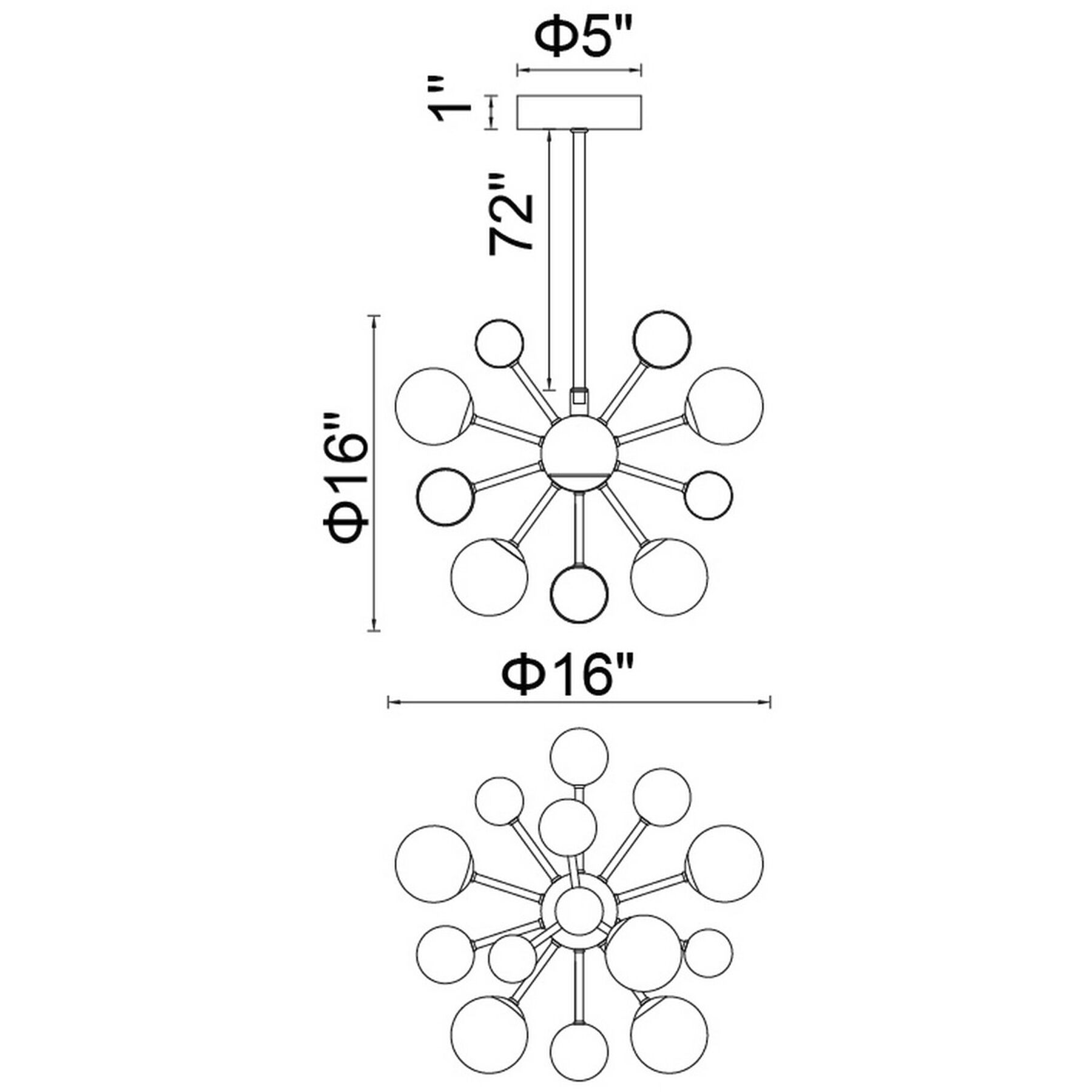 Element LED 16 inch Sun Gold Chandelier Ceiling Light