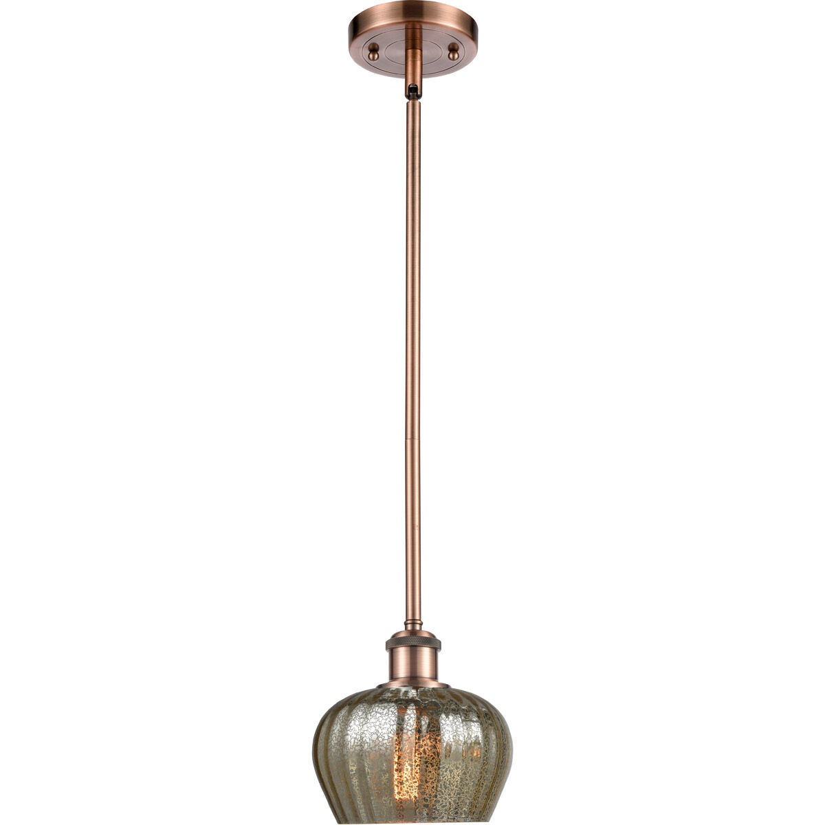 Ballston Fenton LED 7 inch Antique Copper Pendant Ceiling Light in Mercury Glass, Ballston