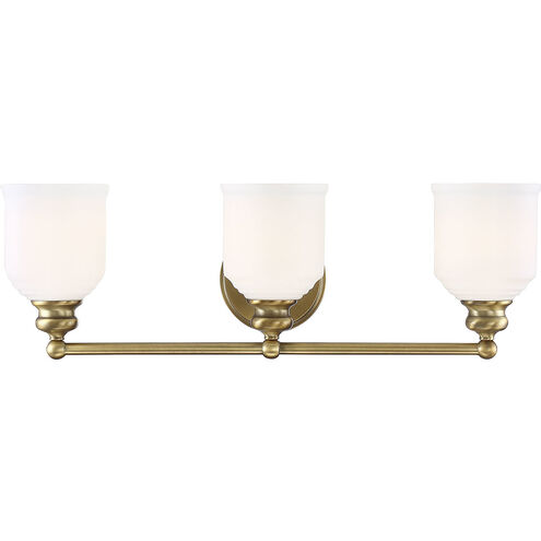 Melrose 3 Light 24 inch Warm Brass Bathroom Vanity Light Wall Light, Essentials