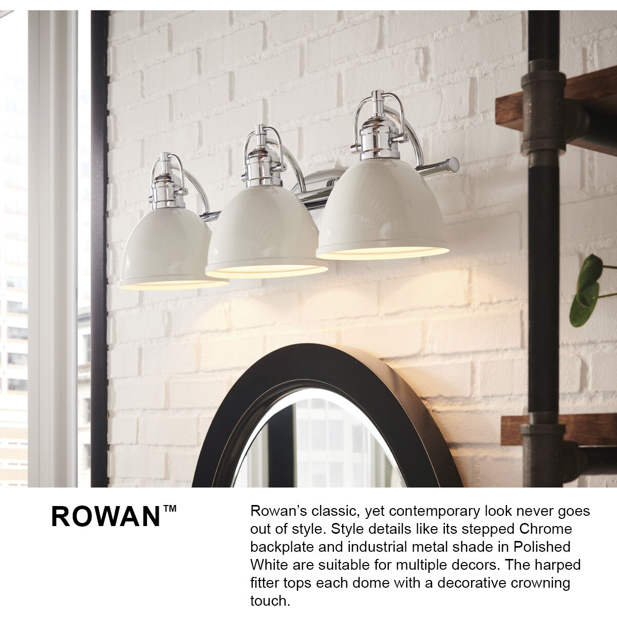 Rowan 3 Light 24.25 inch Chrome Vanity Light Wall Light