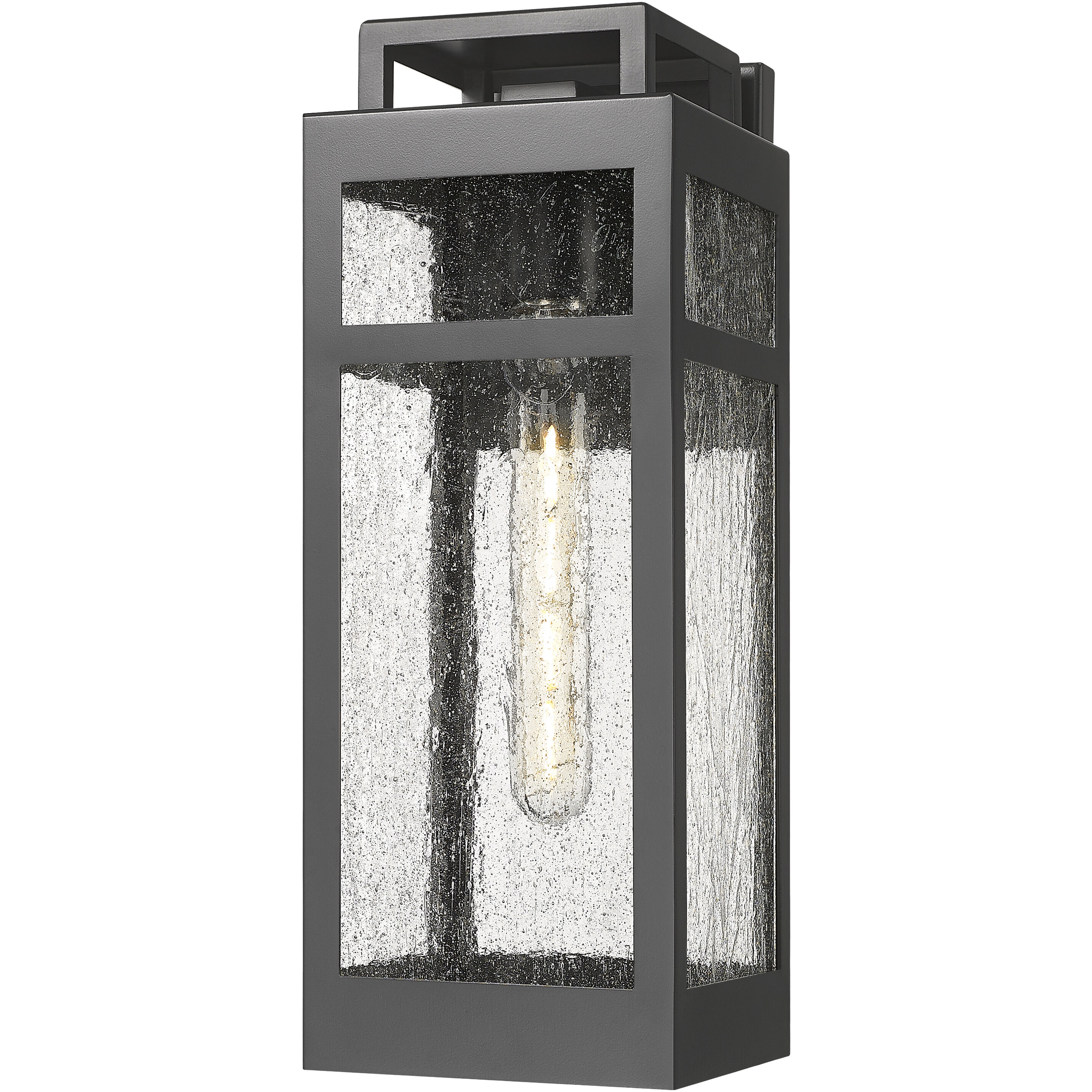 Ridgeway 1 Light 15.13 inch Matte Black Outdoor Sconce in Seedy Glass