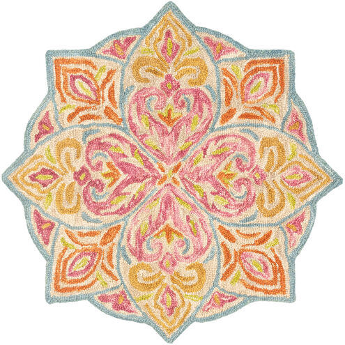 Bonifate 36 X 36 inch Rose/Lime/Khaki/Burnt Orange/Mustard/Aqua Rugs, Round