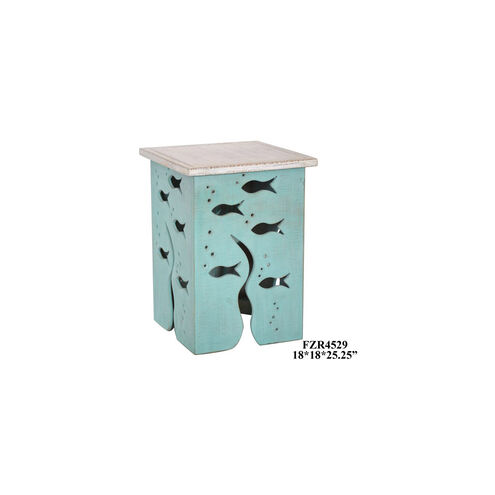 Aquarium 25 X 18 inch Seafoam and Whitewash Accent Table