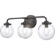 Fairbanks 3 Light 23.25 inch Matte Black Vanity Light Wall Light in Clear