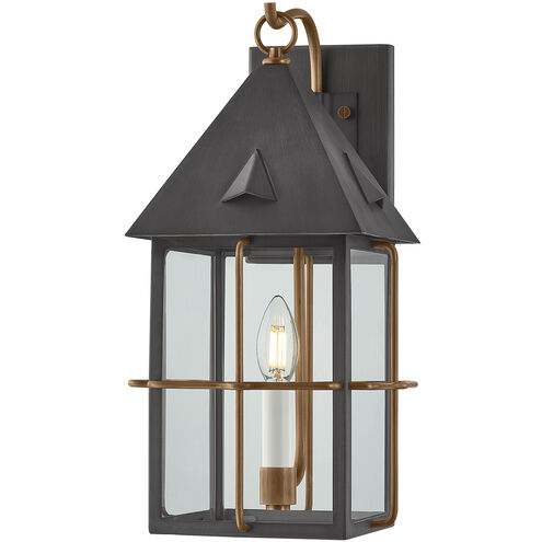 Toby 1 Light 17 inch Patina Brass and Graphite Exterior Wall Sconce