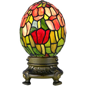 Floral 10 inch 25.00 watt Antique Bronze Accent Lamp Portable Light, Decorative Egg