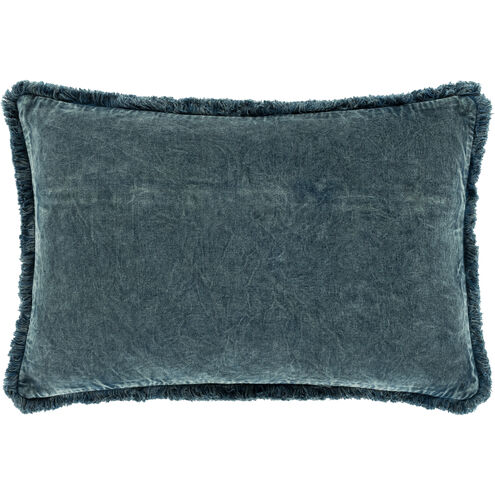 Washed Cotton Velvet 22 X 22 inch Charcoal Pillow Kit, Lumbar