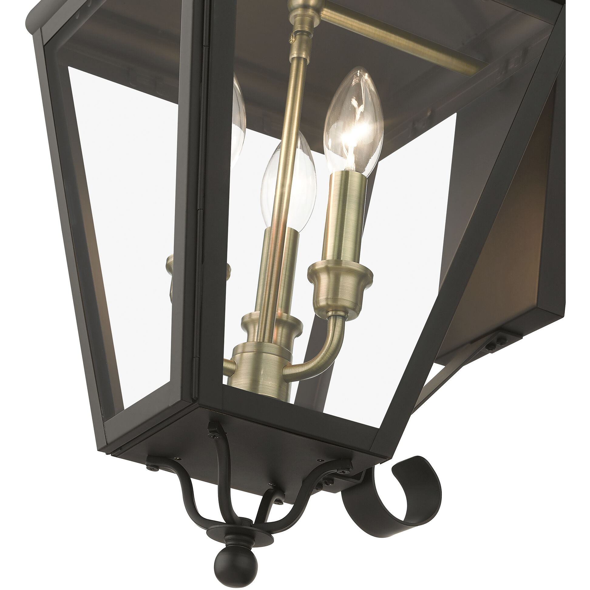 Adams 3 Light 10.63 inch Bronze with Antique Brass Finish Cluster Outdoor Large Wall Lantern Wall Light