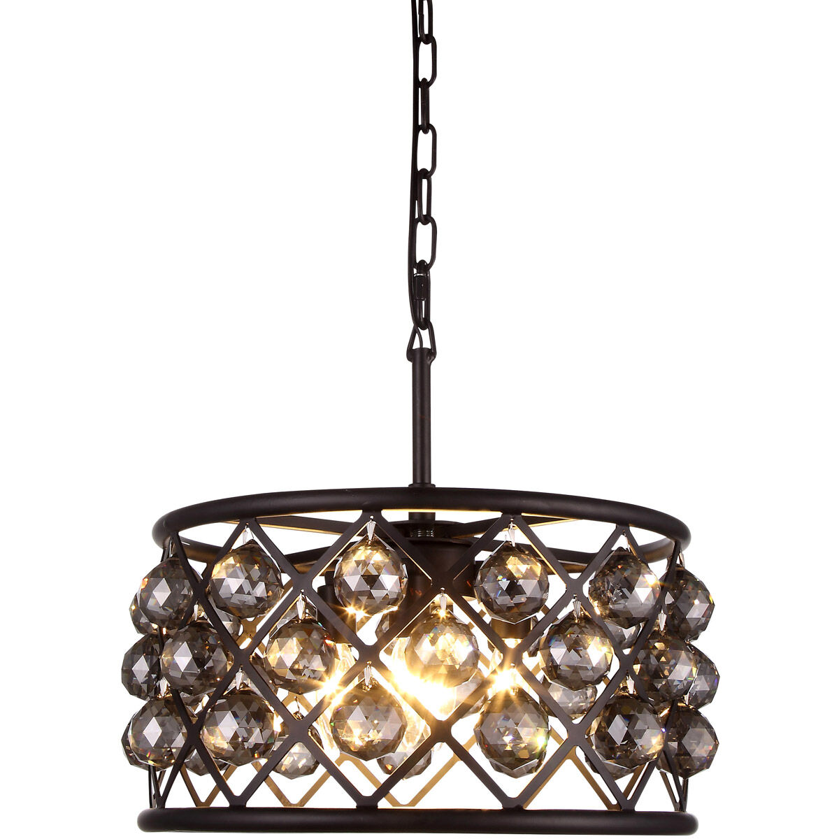 Madison 4 Light 16 inch Matte Black Pendant Ceiling Light in Silver Shade, Faceted Royal Cut, Urban Classic
