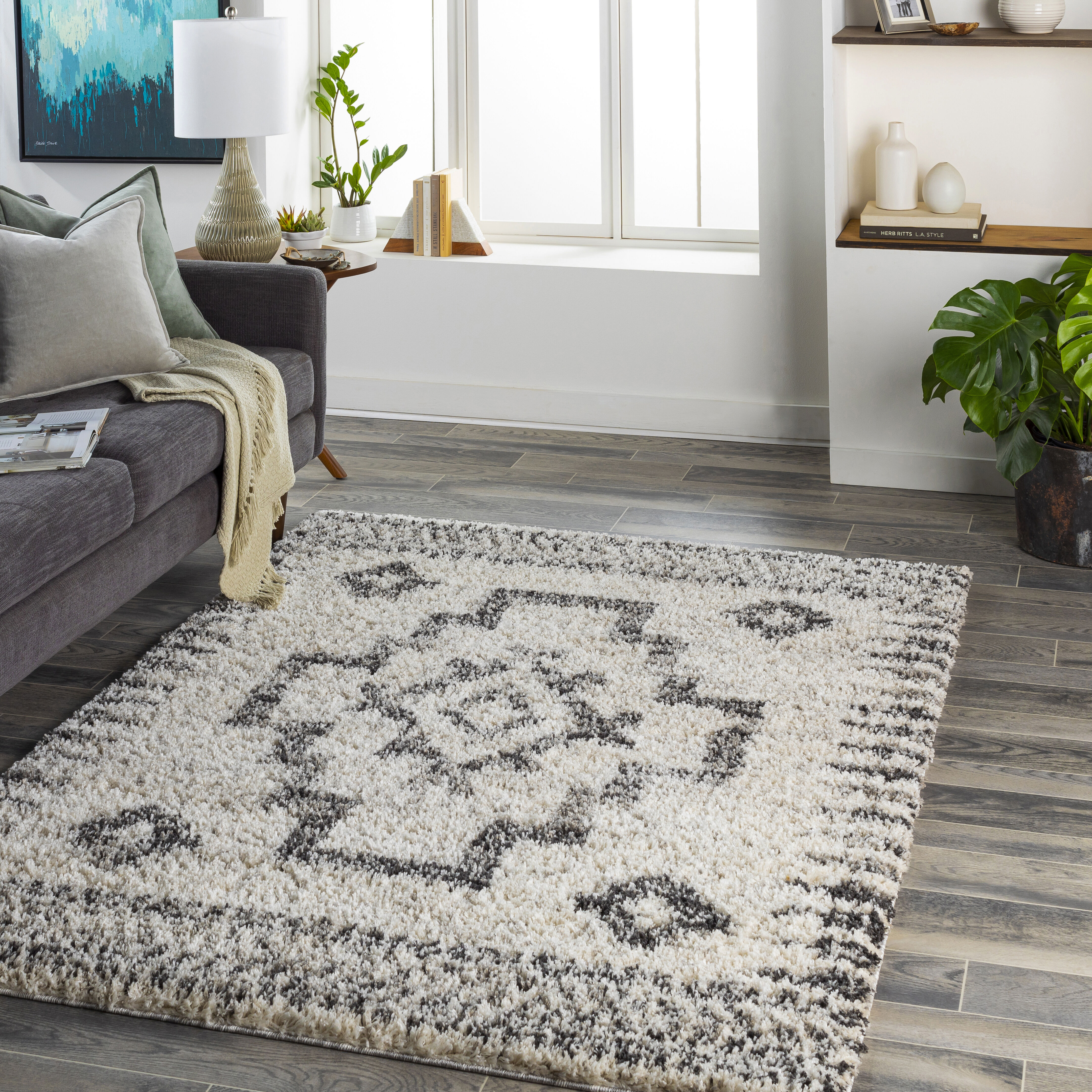 Capella Shag 120 X 94 inch Light Grey Rug, Rectangle