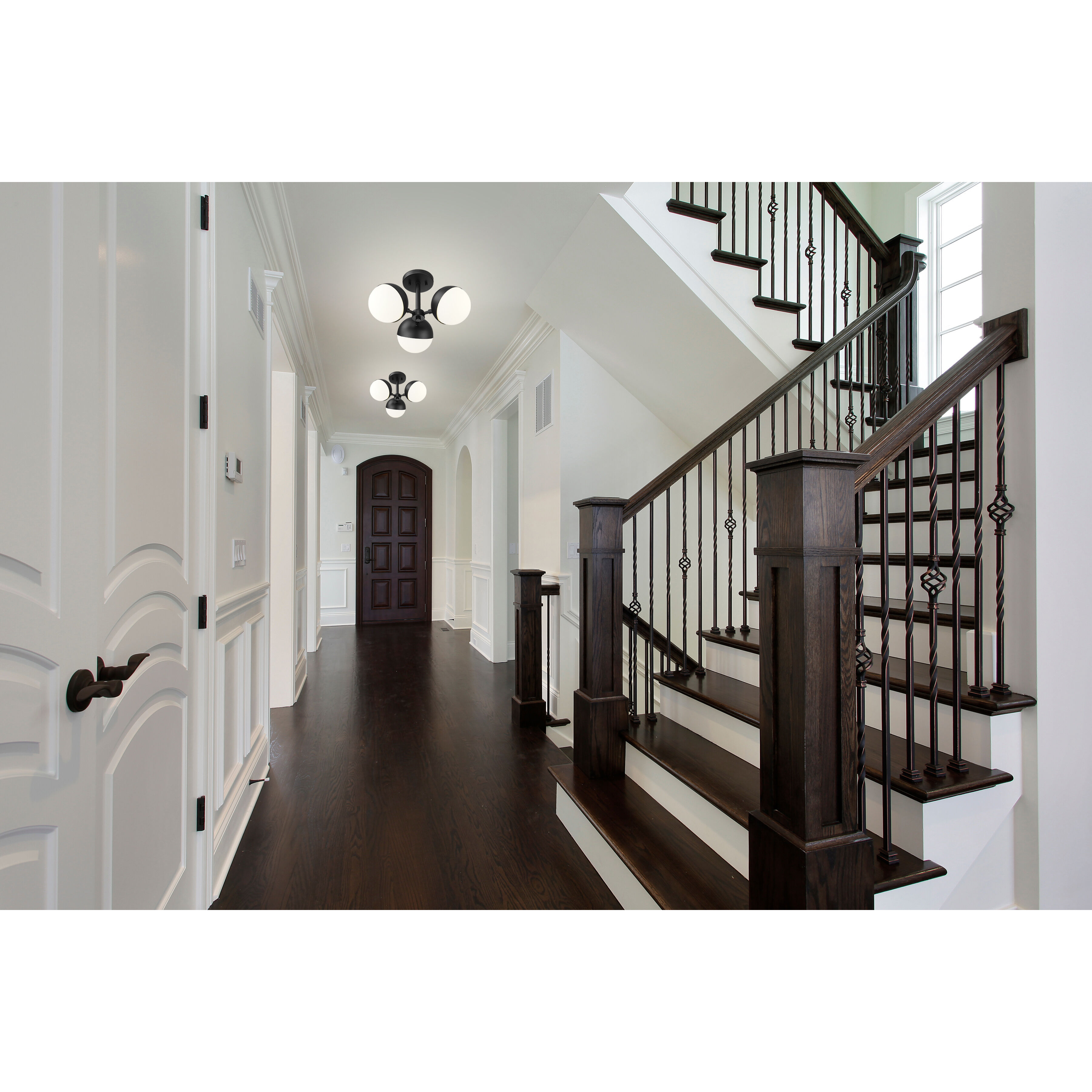 Realm Sphere 3 Light 17.25 inch Matte Black Semi Flush Mount Ceiling Light