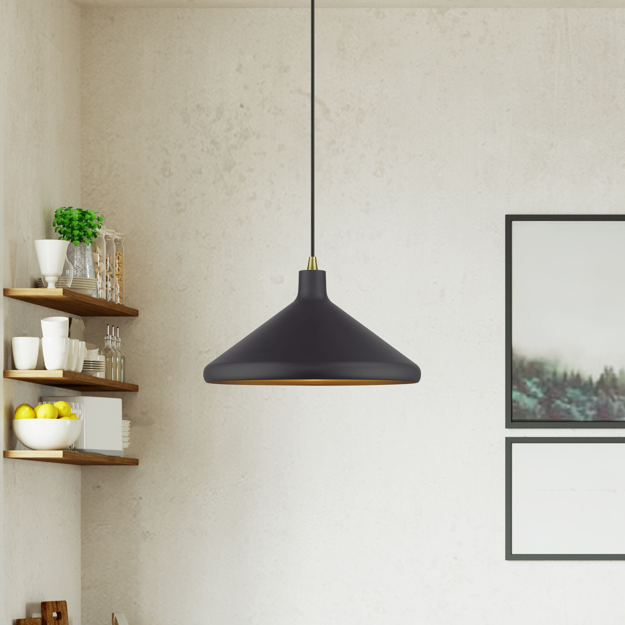 Geneva 1 Light 15.25 inch Bronze with Antique Brass Accents Pendant Ceiling Light