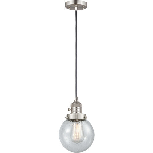 Franklin Restoration Beacon 1 Light 6 inch Brushed Satin Nickel Mini Pendant Ceiling Light in Incandescent, Seedy