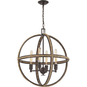 Natural Rope 4 Light 24 inch Oil Rubbed Bronze Chandelier Ceiling Light