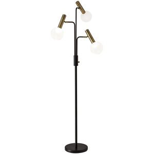 Sinclair 70 inch 7.00 watt Black and Antique Brass Floor Lamp Portable Light, 3 Arm