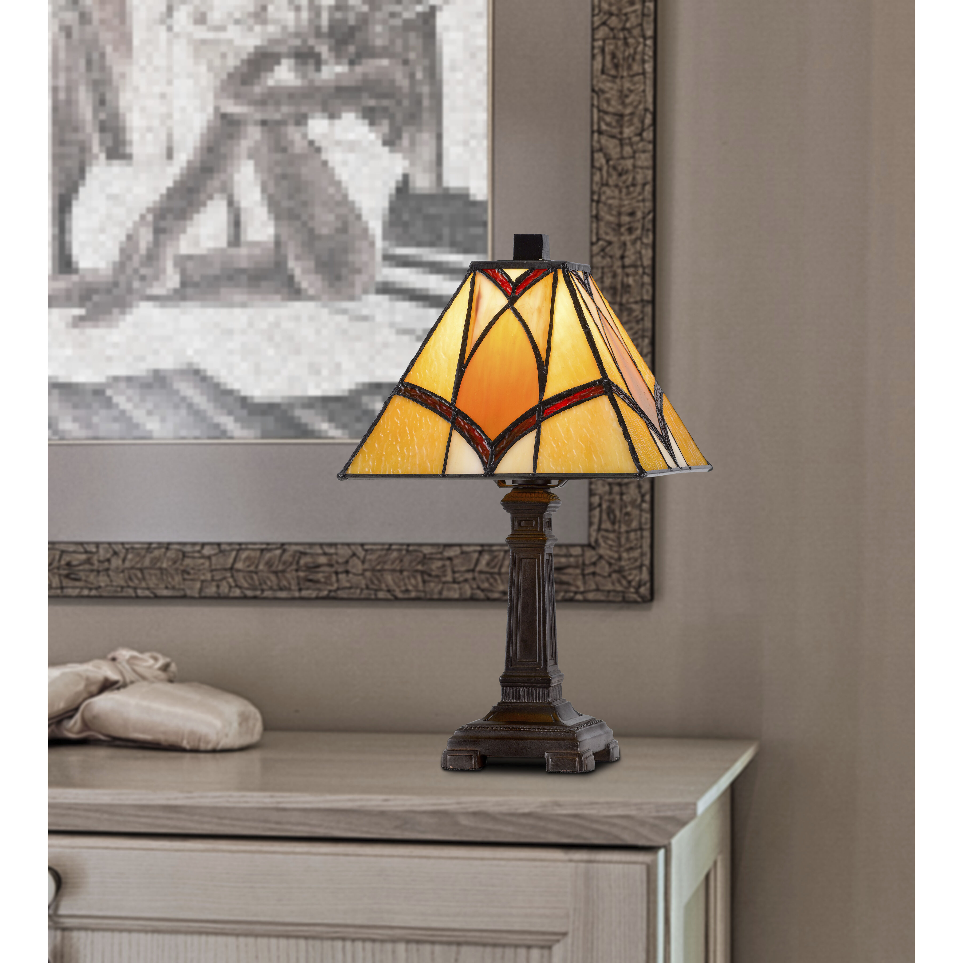 Cal Lighting 40W Metal Resin Tiffany Accent Lamp Dark Bronze