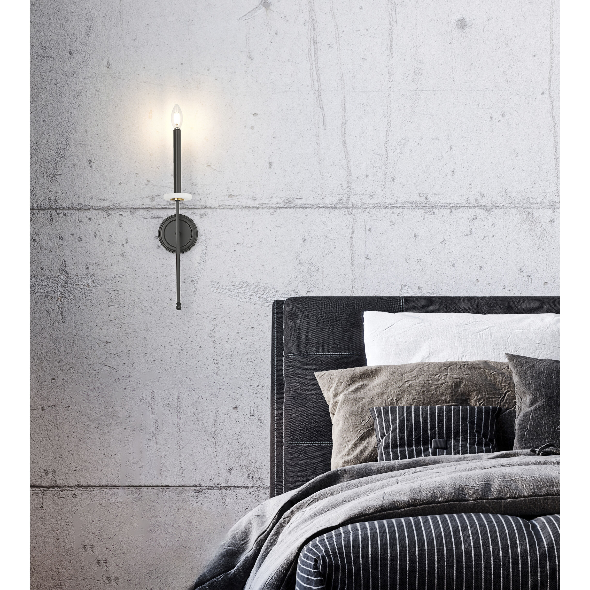 Gaultier Wall Sconce Wall Light in Matte Black and Modern Gold