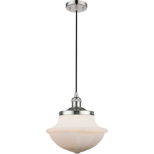 Franklin Restoration Large Oxford 1 Light 12 inch Polished Nickel Mini Pendant Ceiling Light in Matte White Glass, Franklin Restoration