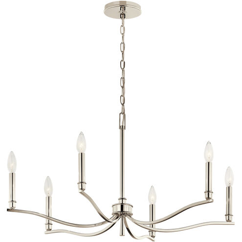 Malene 6 Light Polished Nickel Chandelier Ceiling Light, 1 Tier Small