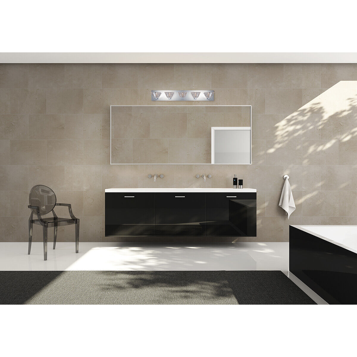 Zilli 5 Light 31 inch Chrome Vanity Light Wall Light