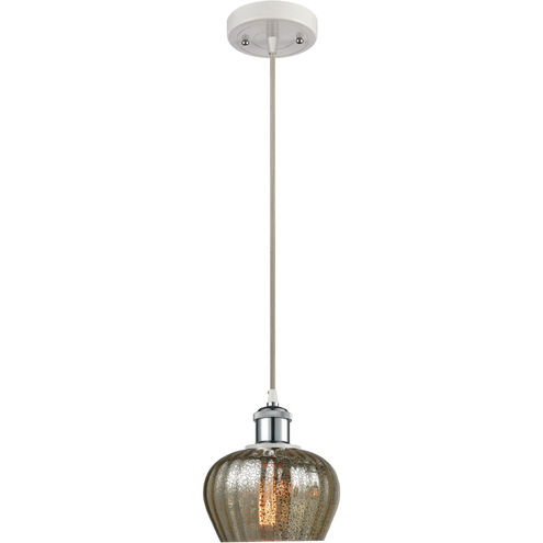 Ballston Fenton 1 Light 7 inch White and Polished Chrome Mini Pendant Ceiling Light in Mercury Glass, Ballston