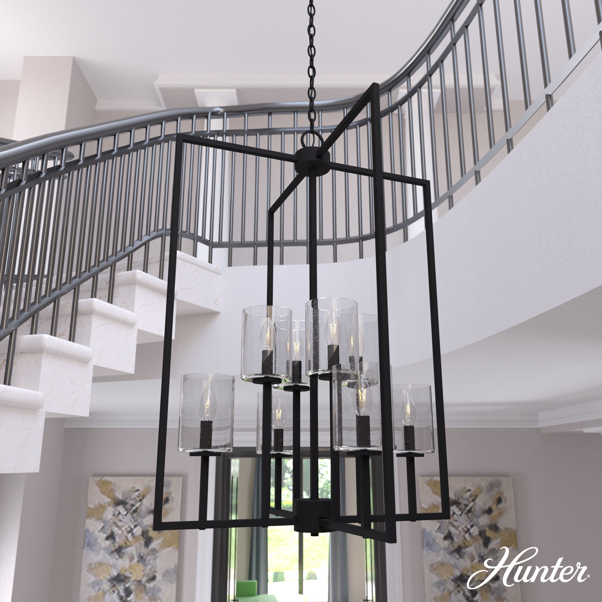 Kerrison 8 Light 24 inch Natural Black Iron Foyer Pendant Ceiling Light