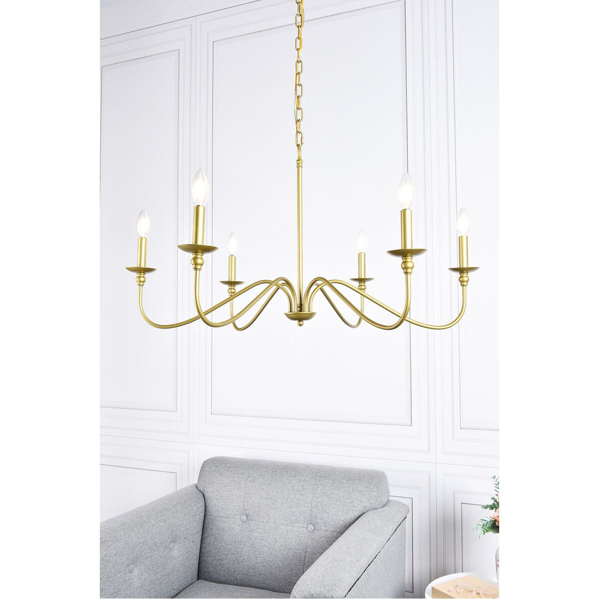 Rohan 6 Light 36 inch Brass Chandelier Ceiling Light