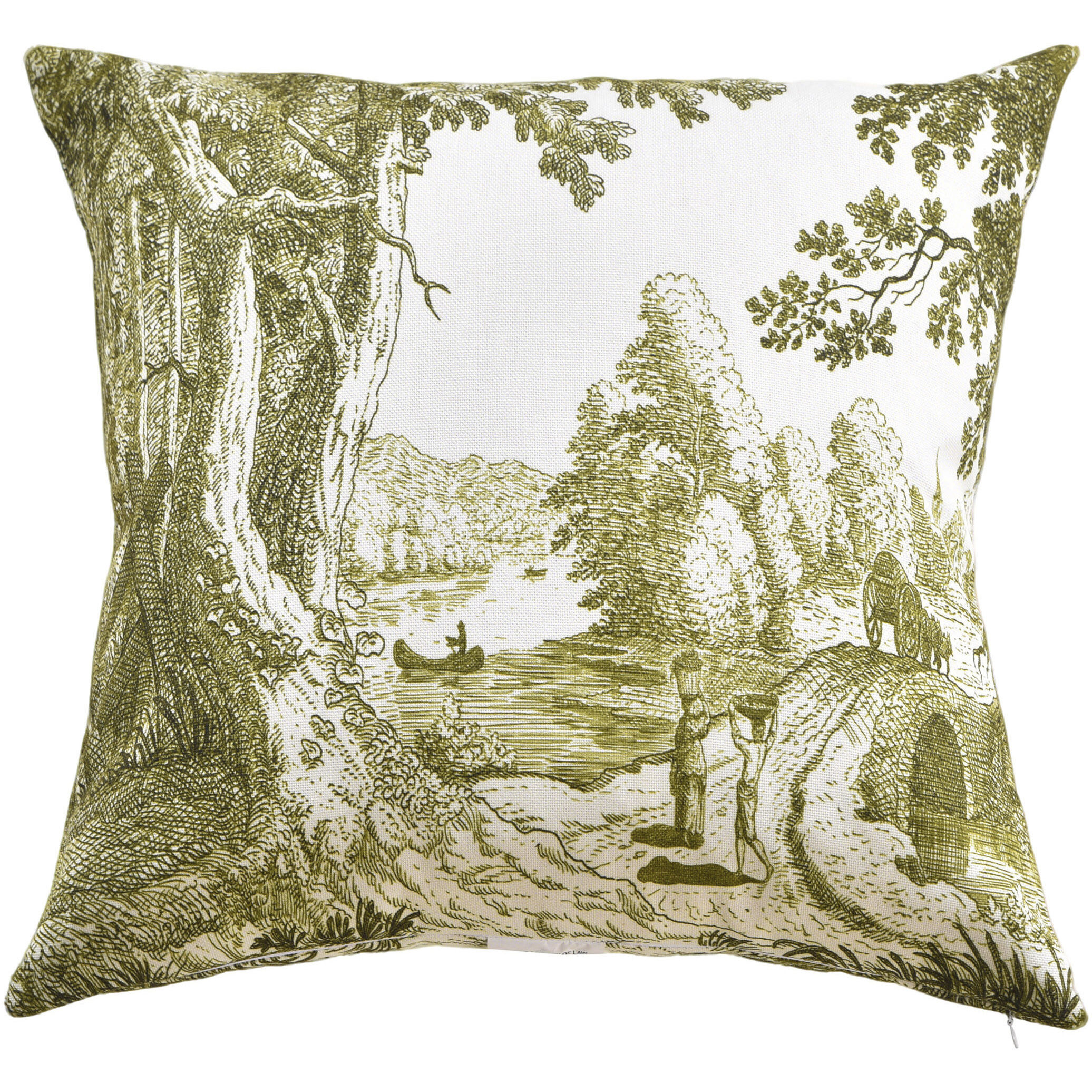 Reverie Toile 24 inch Verdant and Ivory Pillow in 24" x 24"