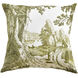 Reverie Toile 24 inch Verdant and Ivory Pillow in 24" x 24"