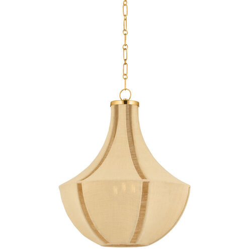 Cascade Lake 3 Light 20 inch Aged Brass Pendant Ceiling Light