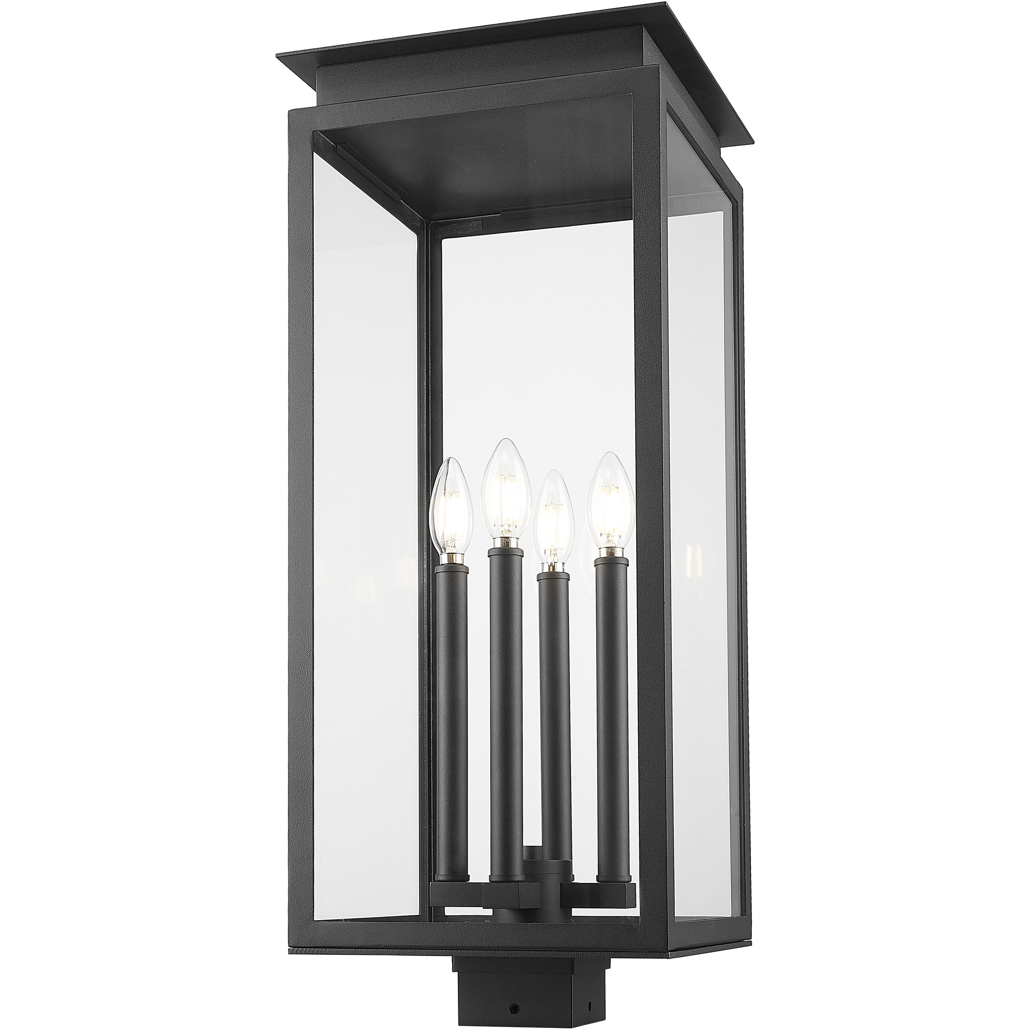 Nova 4 Light 26.75 inch Black Outdoor Post Mount Fixture in Clear Glass