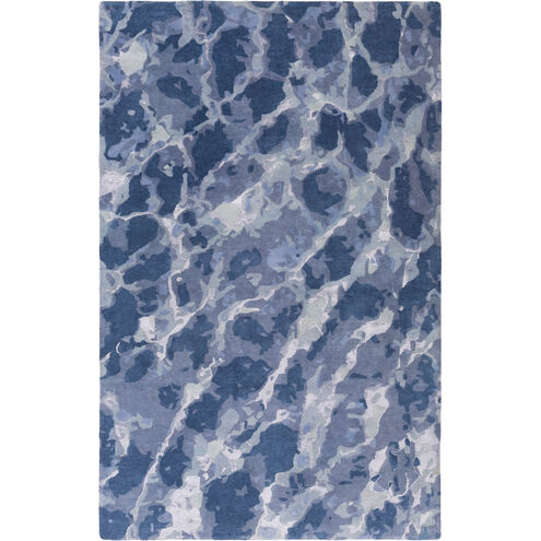 Remarque 90 X 60 inch Blue and Blue Area Rug, Wool and Viscose