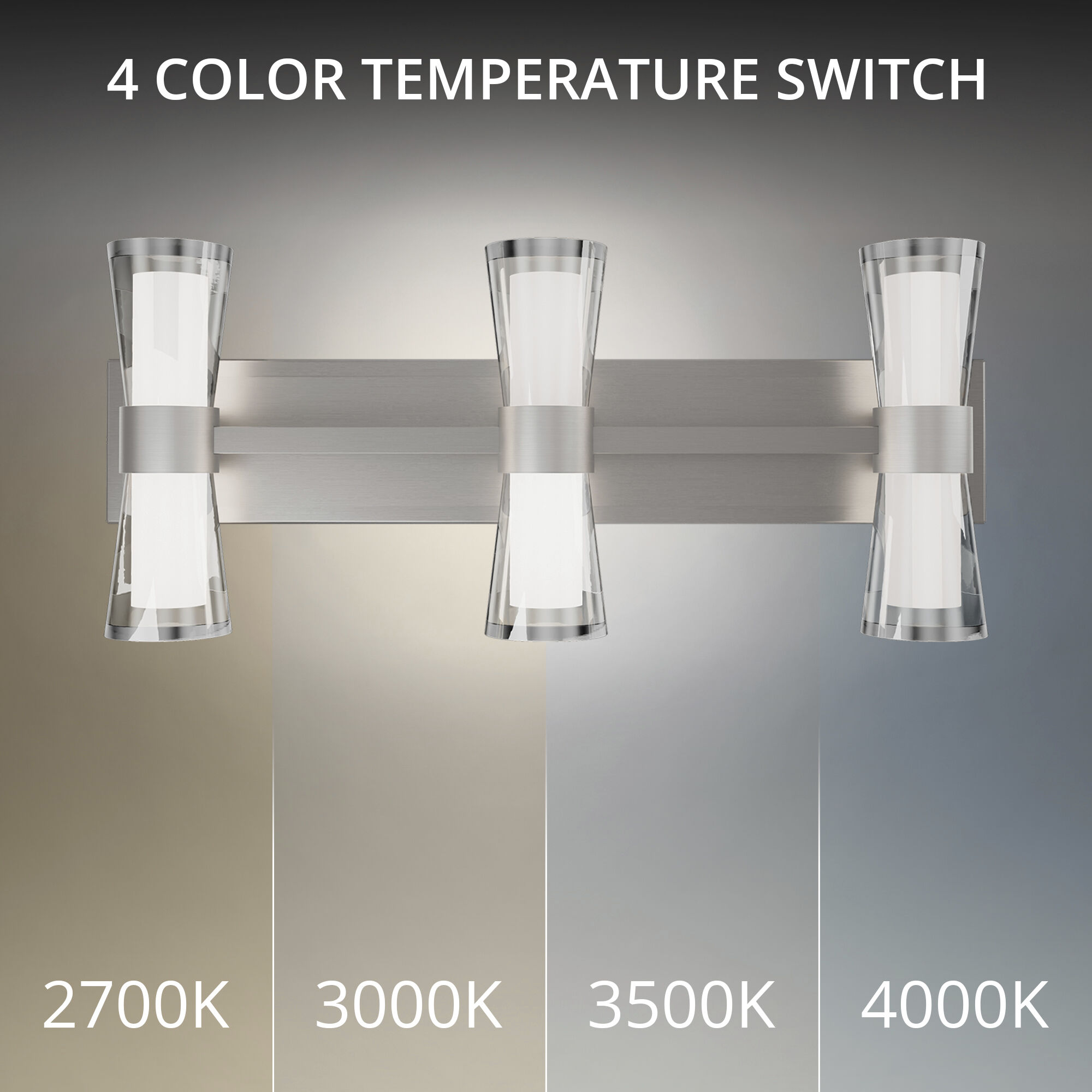 Hourglass LED 24 inch Brushed Nickel Bath Vanity & Wall Light in 3500K, dweLED