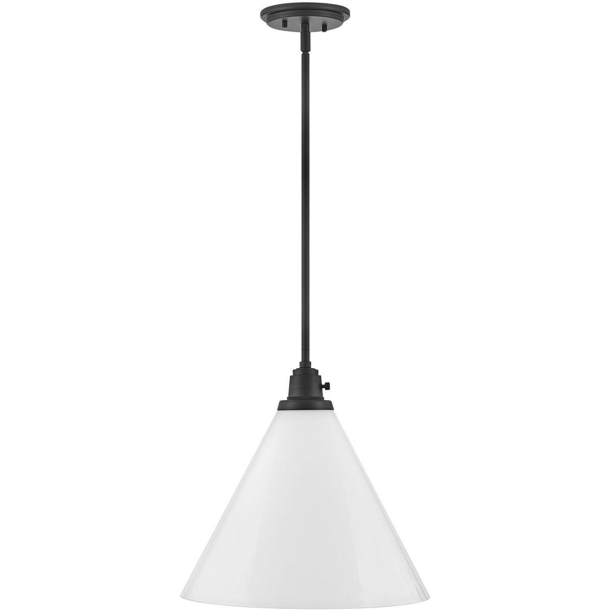 Arti 1 Light 15 inch Black with Cased Opal glass Pendant Ceiling Light in Black / Cased Opal