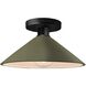 Radiance LED 11.75 inch Matte Green and Matte Black Semi Flush Ceiling Light