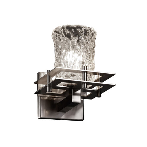 Metropolis LED 6.5 inch Polished Chrome Wall Sconce Wall Light in 700 Lm LED, White Frosted (Veneto Luce), Square with Rippled Rim