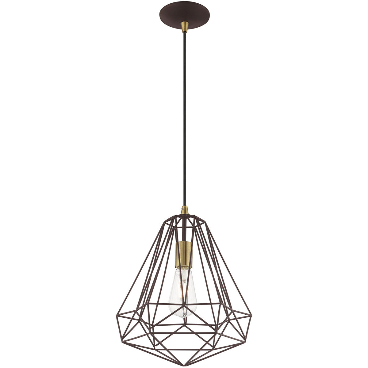 Geometric 1 Light 12 inch Bronze Mini Pendant Ceiling Light