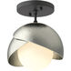 Brooklyn 1 Light 6 inch Black and Sterling Semi-Flush Ceiling Light in Black/Sterling