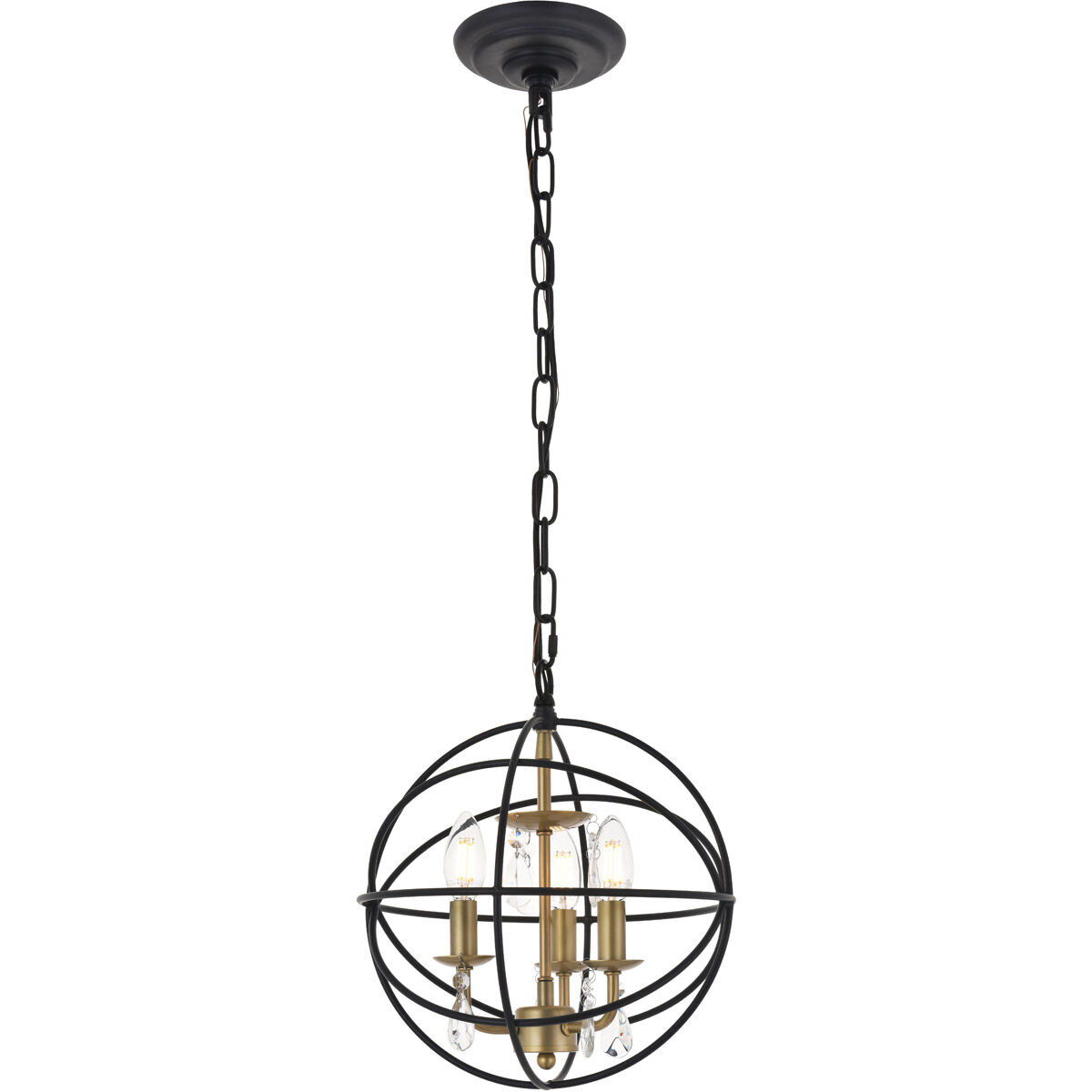 Wallace 3 Light 12 inch Matte Black and Brass Pendant Ceiling Light