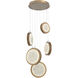 Iris LED 20 inch Novel Brass with Nutmeg Multi-Pendant Ceiling Light