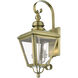 Adams 2 Light 21.5 inch Antique Brass with Brushed Nickel Finish Cluster Outdoor Wall Lantern, Medium