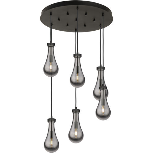 Owego 12 Light 24.38 inch Matte Black Multi Pendant Ceiling Light in Light Smoke Glass