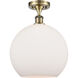 Ballston Athens LED 11.75 inch Antique Brass Semi-Flush Mount Ceiling Light in Matte White Glass