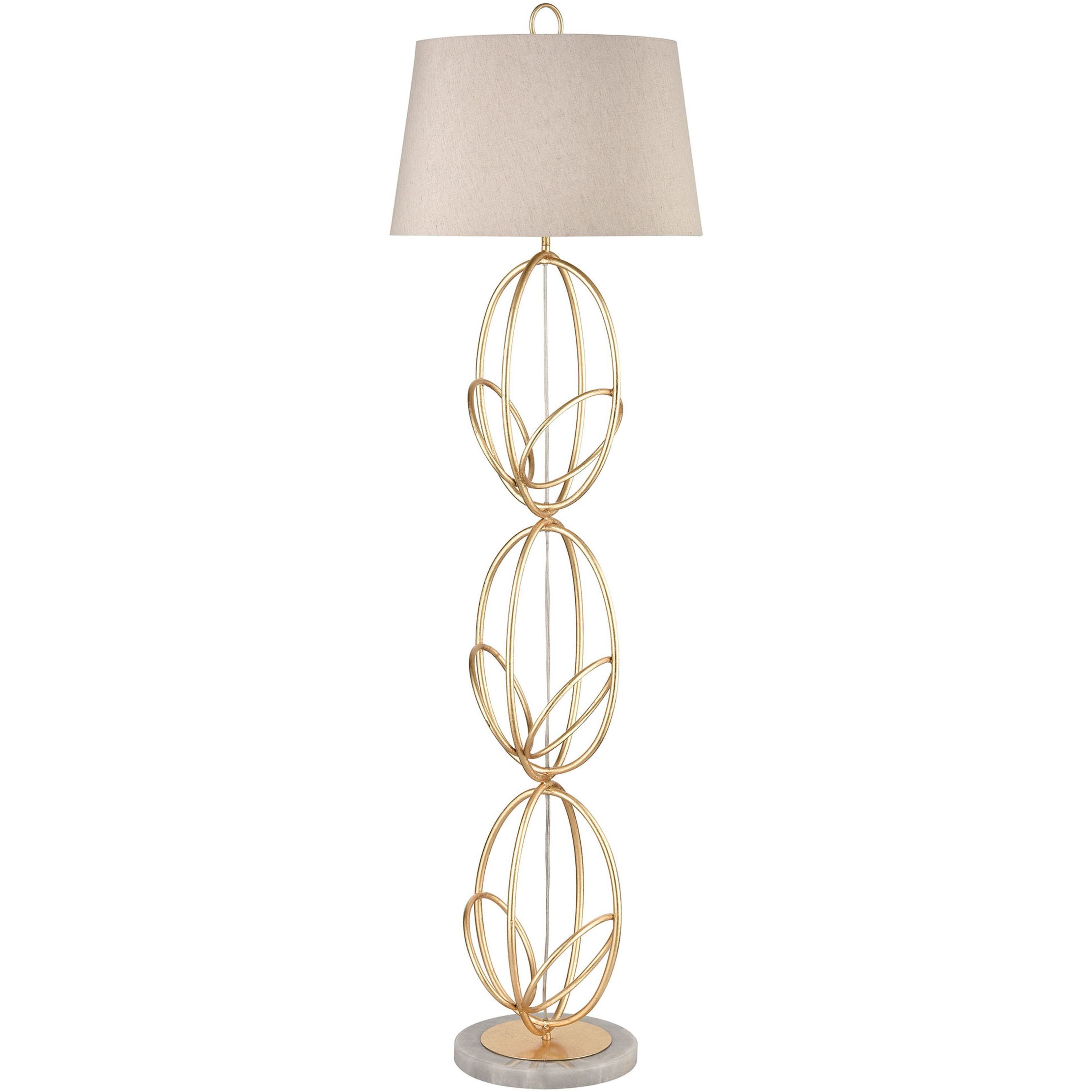 Morely 63 inch 150 watt Gold Leaf with White Floor Lamp Portable Light
