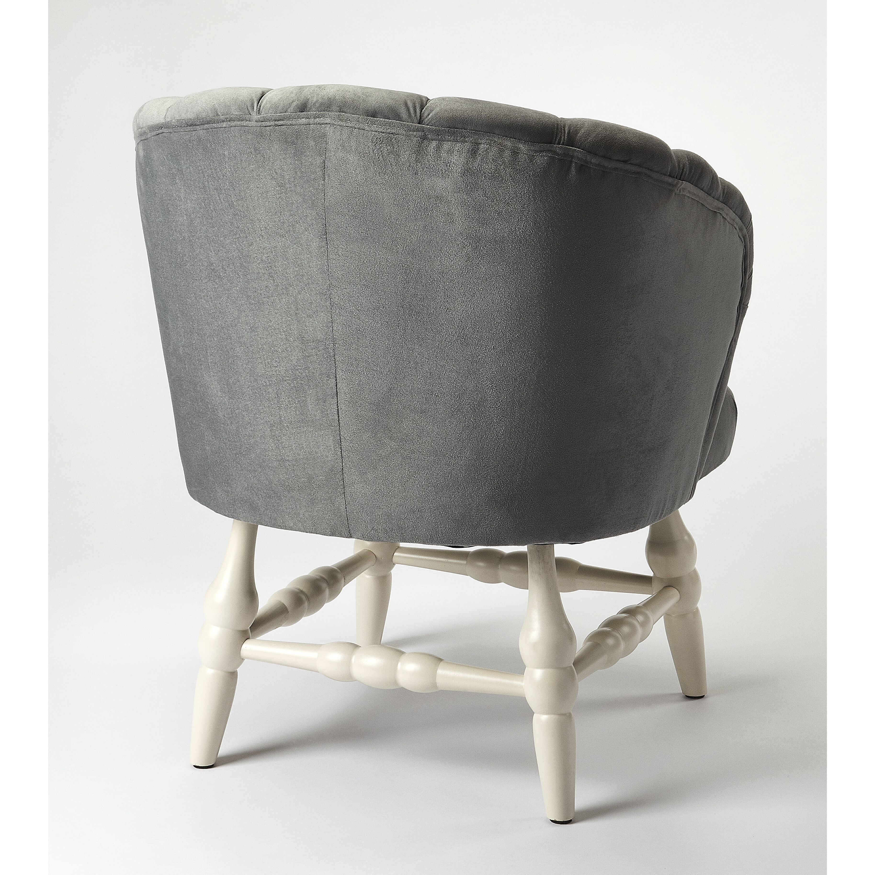 Accent Seating Malcom Gray Velvet White Accent Chair